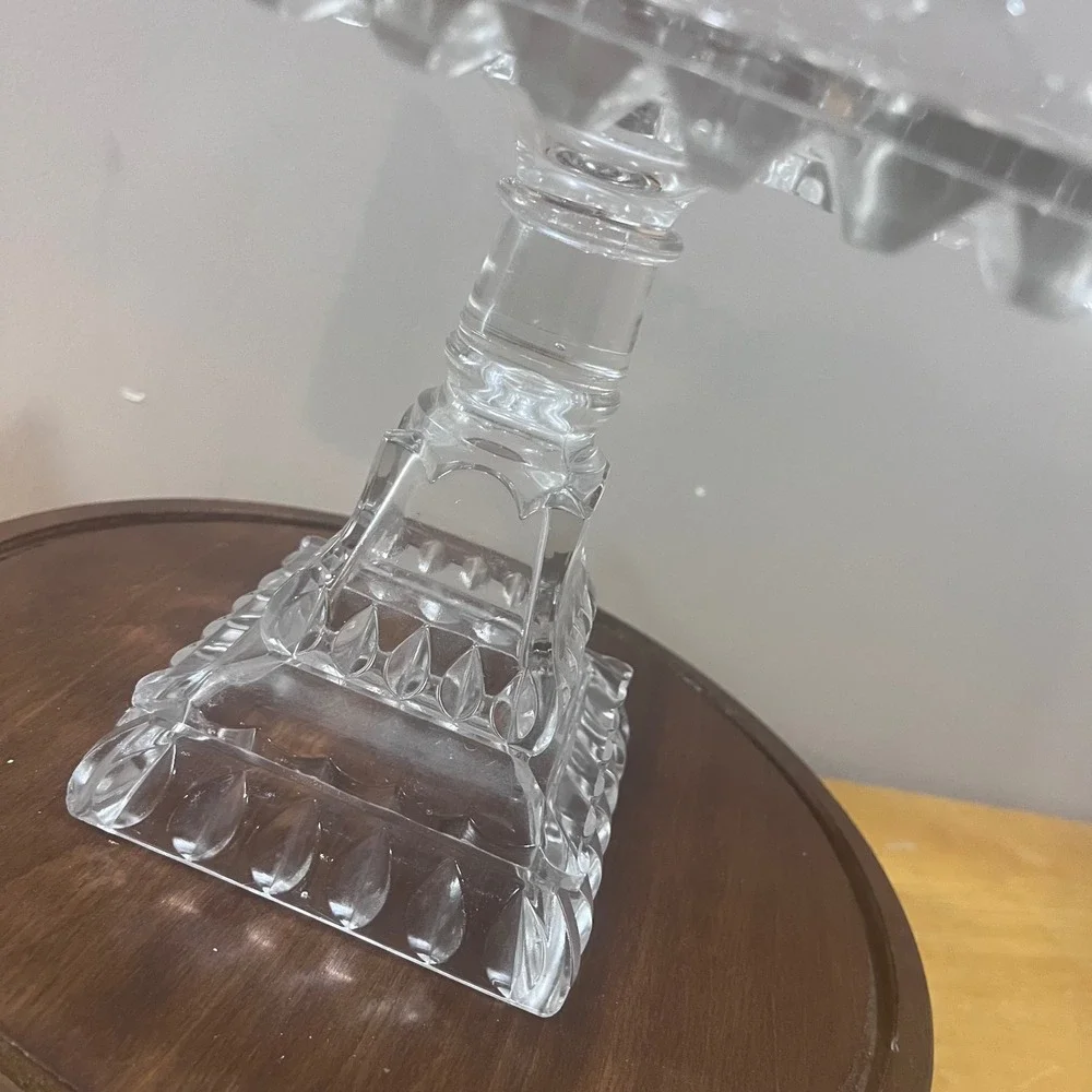 Vtg Adams & Co EAPG Crystal Wedding Cake Stand 1890s Victorian Clear Glass